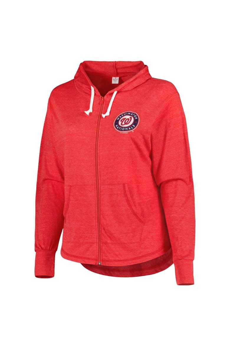 Women's Soft as a Grape Red Washington Nationals Plus Size Full-Zip Lightweight Hoodie Top, Alternate, color, Red