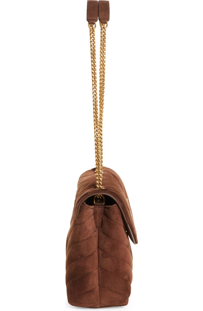 Saint Laurent Small Lou Suede Crossbody Bag, Alternate, color, Brown Coffee
