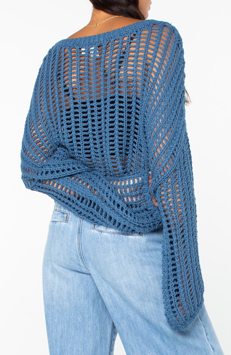 Roxy Lost At Sea Open Stitch Crop Sweater, Alternate, color, Captain Blue