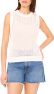 Vince Camuto Drop Needle Cotton Blend Sleeveless Sweater