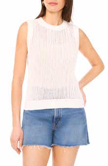 Vince Camuto Drop Needle Cotton Blend Sleeveless Sweater