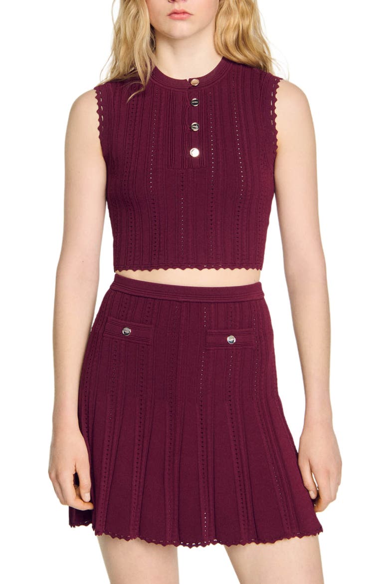 Sleeveless short sweater, Main, color, Bordeaux