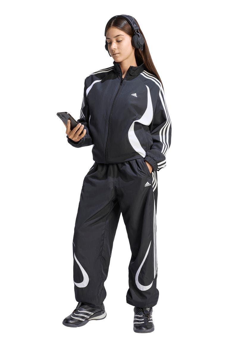 Kids' Teamgeist Loose Fit Track Pants, Alternate, color, BLACK/ WHITE/ WHITE