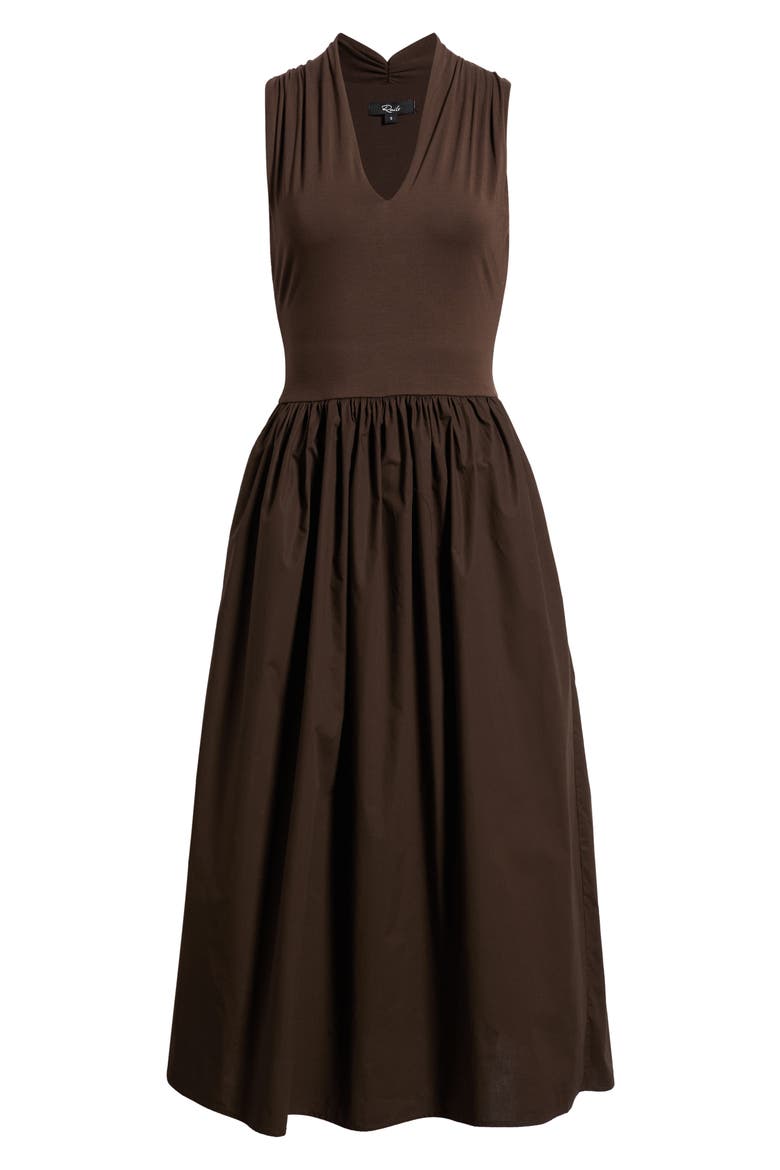 Winnie Mixed Media Midi Dress, Alternate, color, ESPRESSO