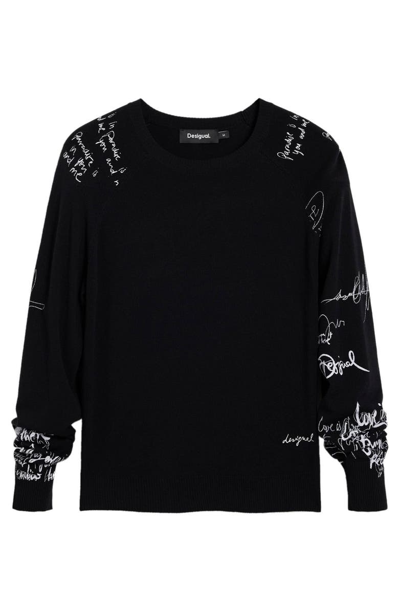 Desigual Fine Gauge Graphic Sweater, Alternate, color, Black