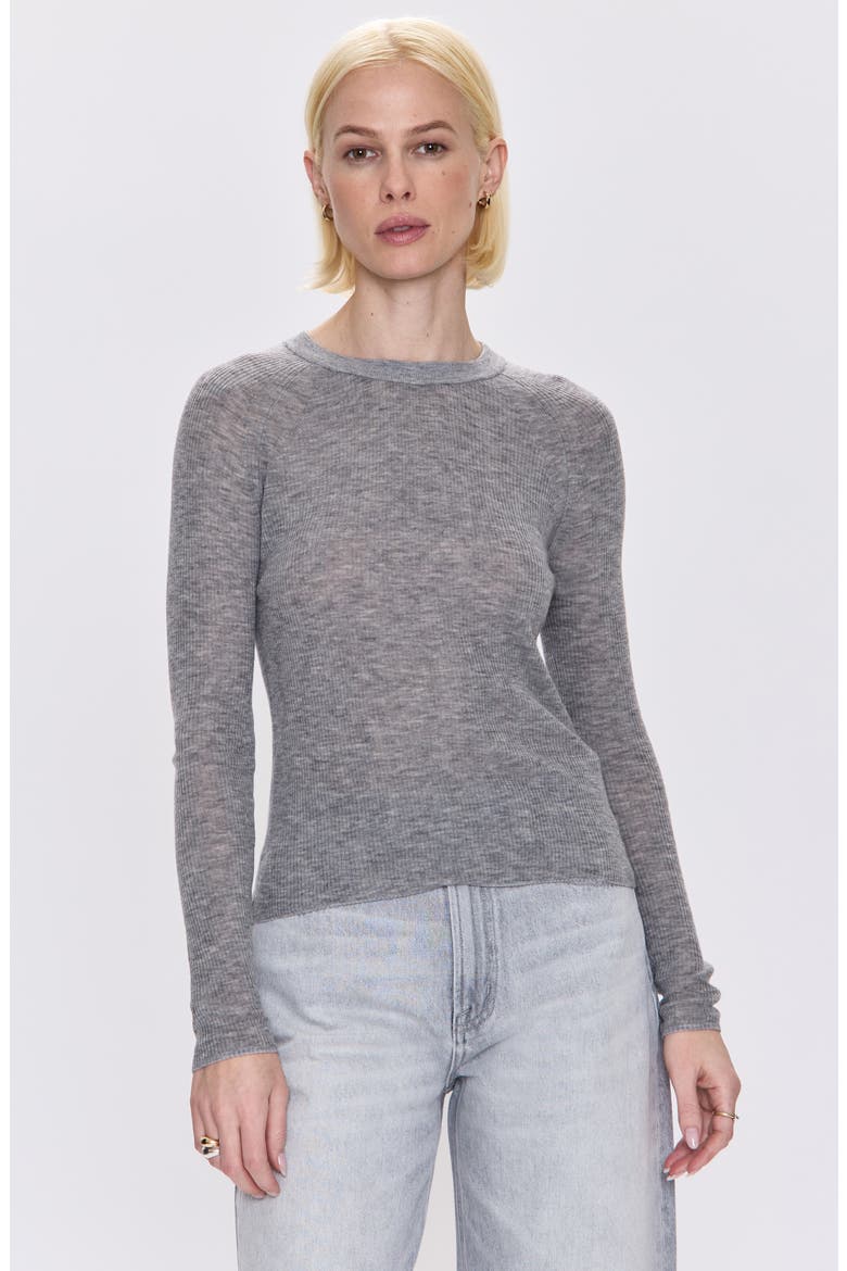 Juno Rib Long Sleeve Merino Wool Blend Top, Alternate, color, HEATHER CHARCOAL