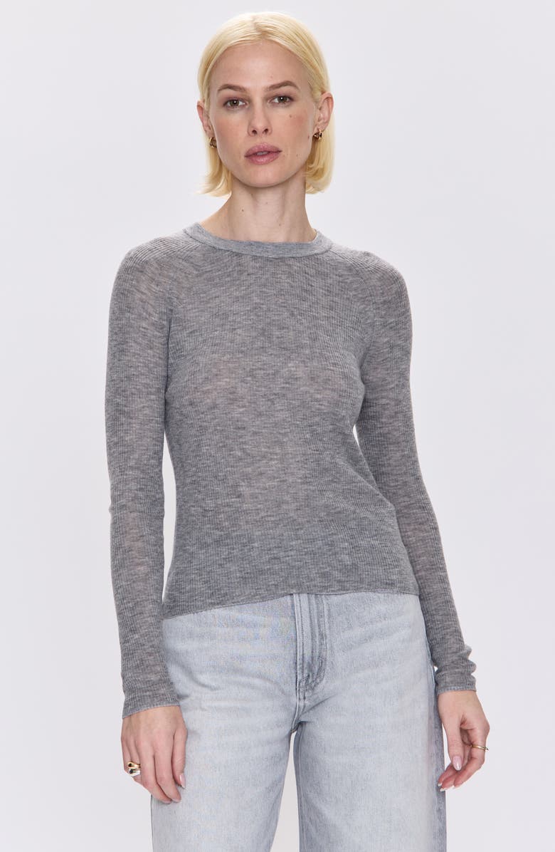 Pistola Juno Rib Long Sleeve Merino Wool Blend Top, Alternate, color, Heather Charcoal