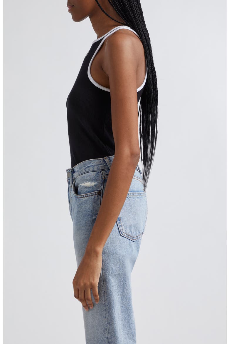 Tipped Rib Tank, Alternate, color, BLACK