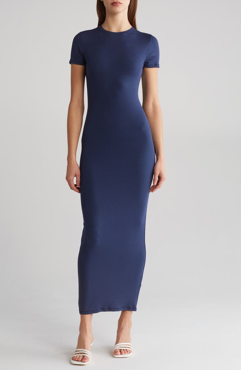 Good American Rib Jersey Maxi T-Shirt Dress, Main, color, 