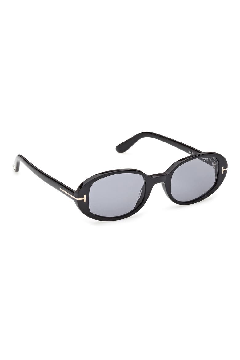 49mm Small Iggy Oval Sunglasses, Alternate, color, SHINY BLACK / SMOKE