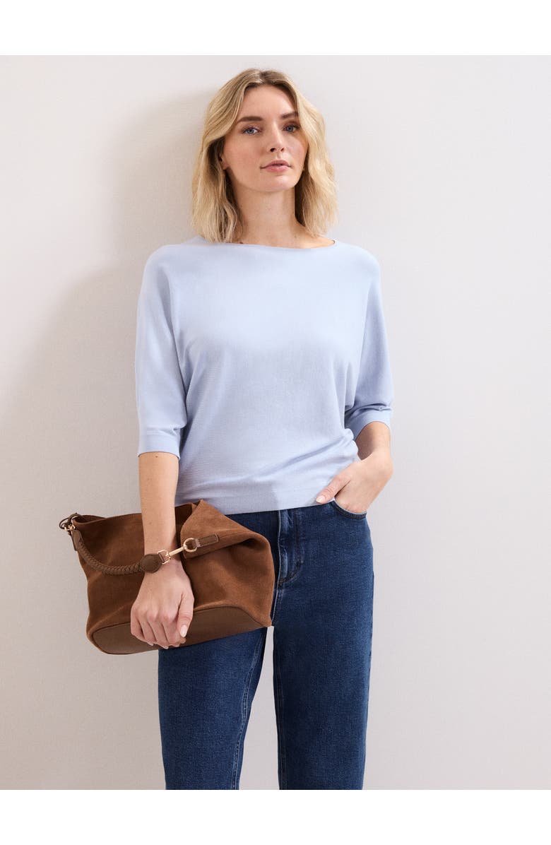 Phase Eight Cristine Batwing Boat-Neck Knit Jumper, Main, color, Blue