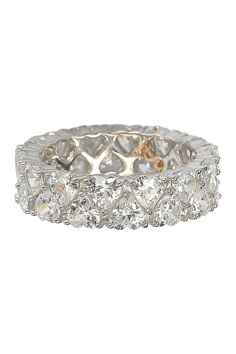 Heart CZ Band Ring, Main, color, WHITE