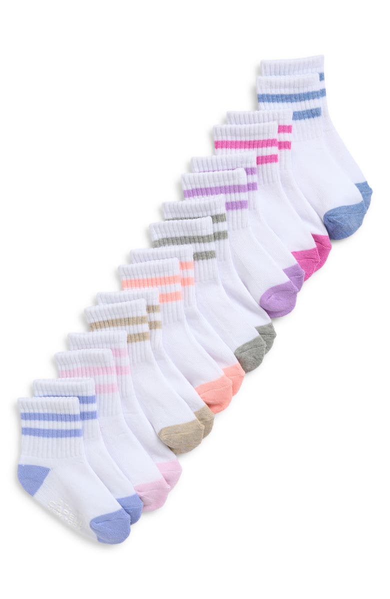 Capelli New York Kids' Sporty Stripes Assorted 8-Pack Rib Crew Socks, Main, color, White Multi
