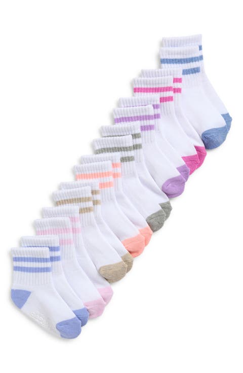 Kids' Sporty Stripes Assorted 8-Pack Rib Crew Socks (Toddler)