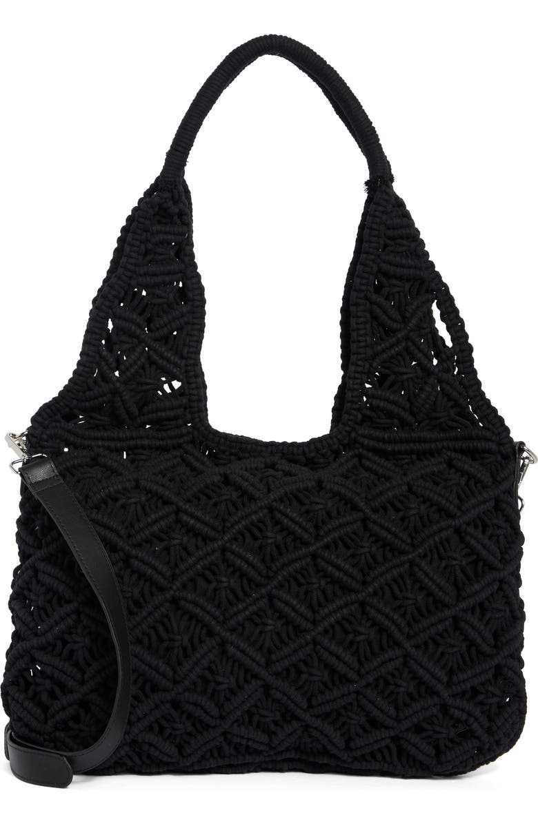 Collection XIIX Large Macramé Tote Bag, Main, color, Black