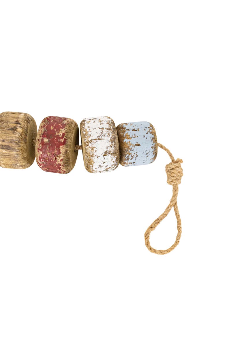 Irving Red White & Blue Beaded Wood & Jute Distressed Tassel 20", Alternate, color, Brown