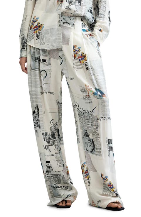 Newsprint Wide Leg Trousers