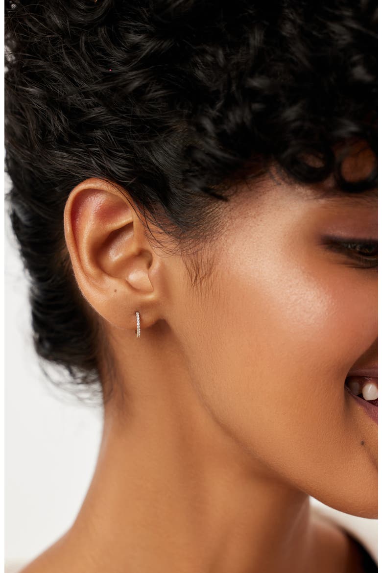 Diamond Huggie Earrings - Gold Diamond Huggie Hoops, Alternate, color, Gold