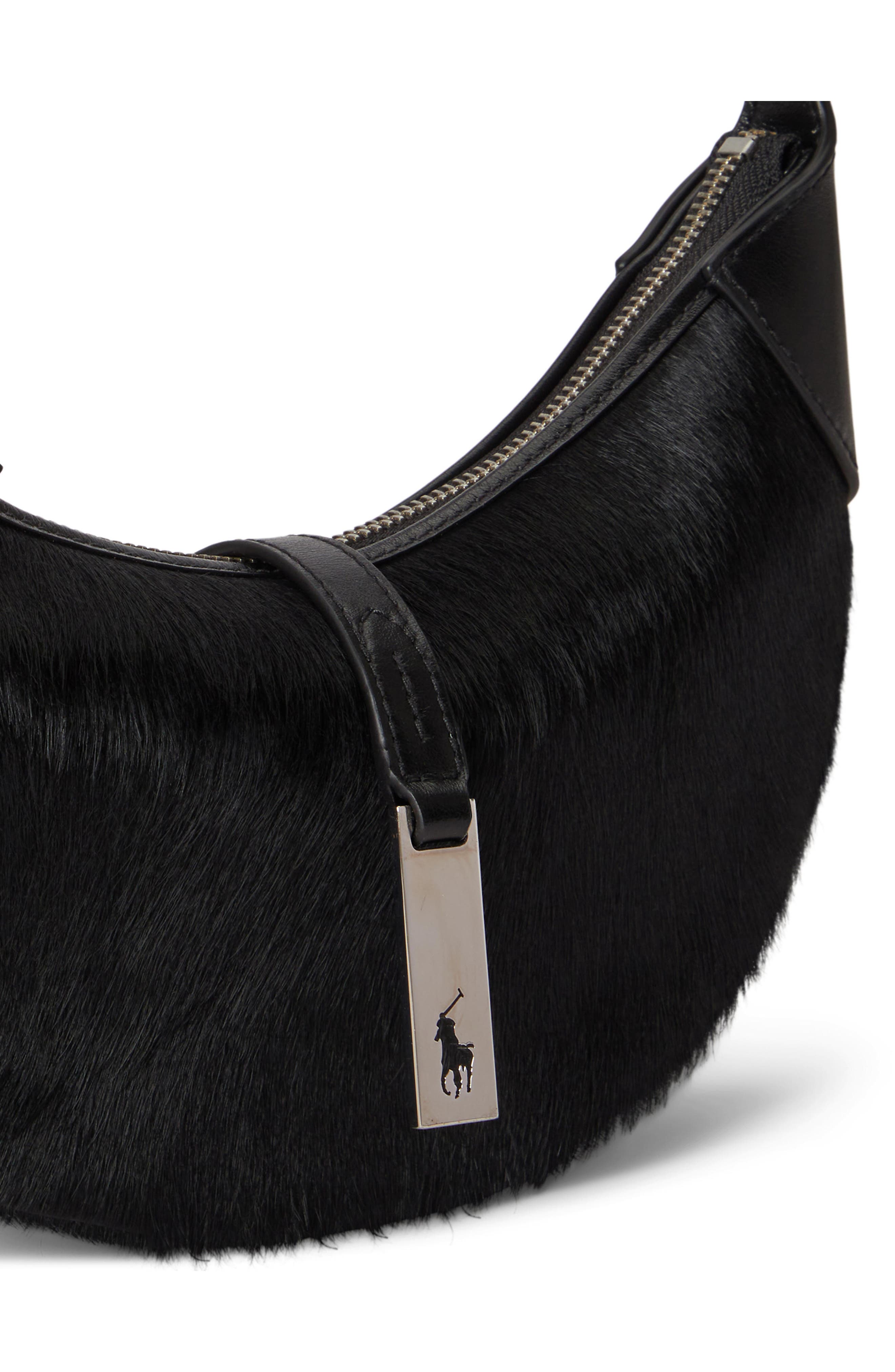 ID Mini Genuine Calf Hair Shoulder Bag, Alternate, color, BLACK
