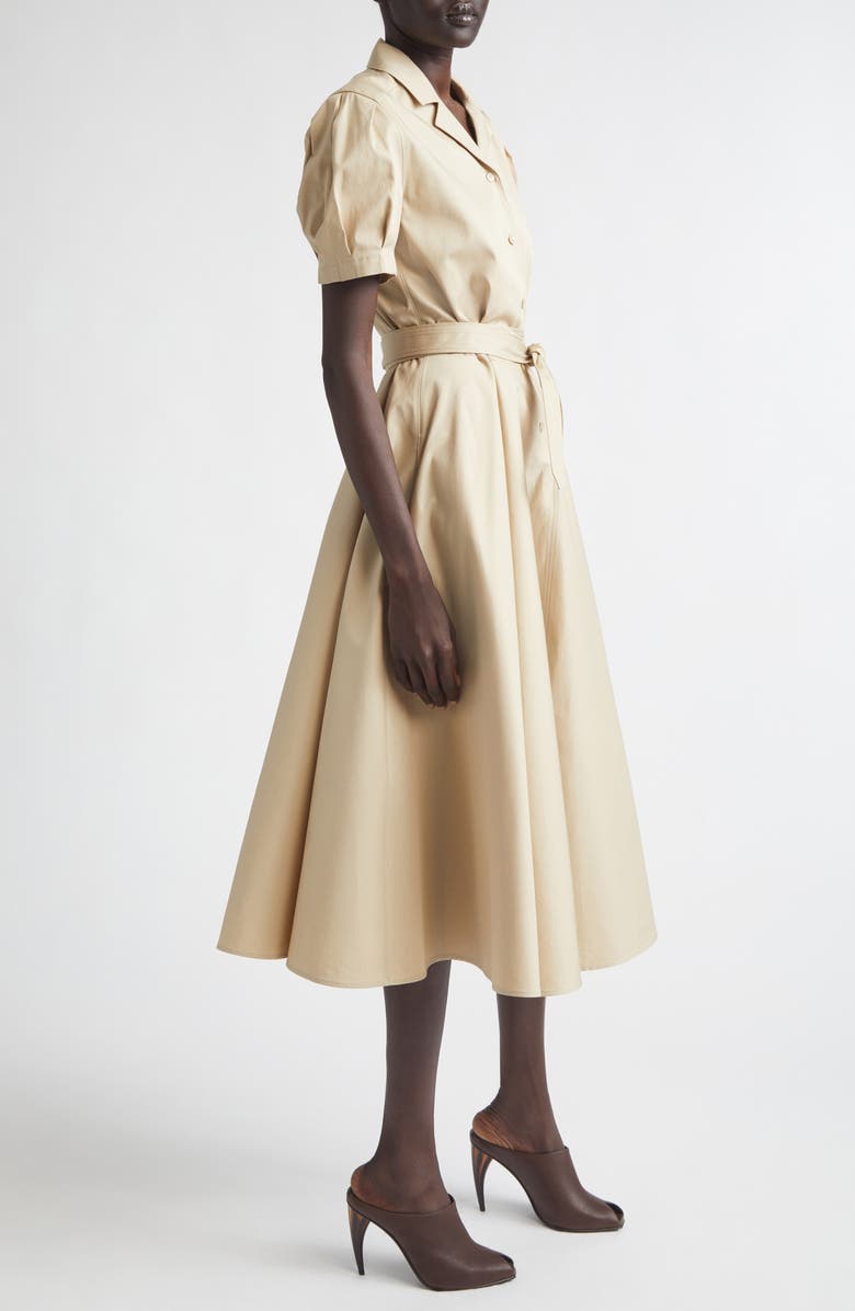 McQueen Belted Cotton Shirtdress, Alternate, color, Uniform Beige