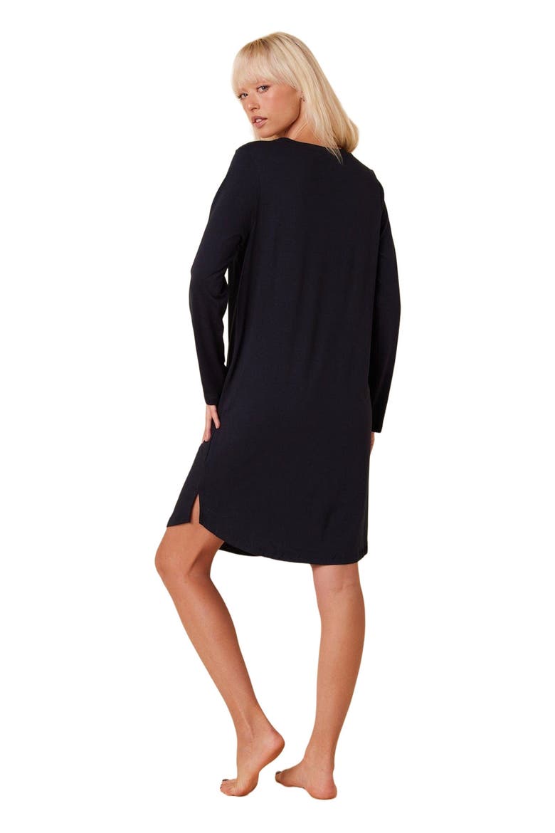 Pima Knit Long-Sleeved Sleep Shirt, Alternate, color, Classic Midnight