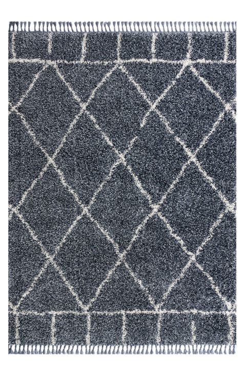 Mercer Shag Plush Tassel Moroccan Geometric Area Rug
