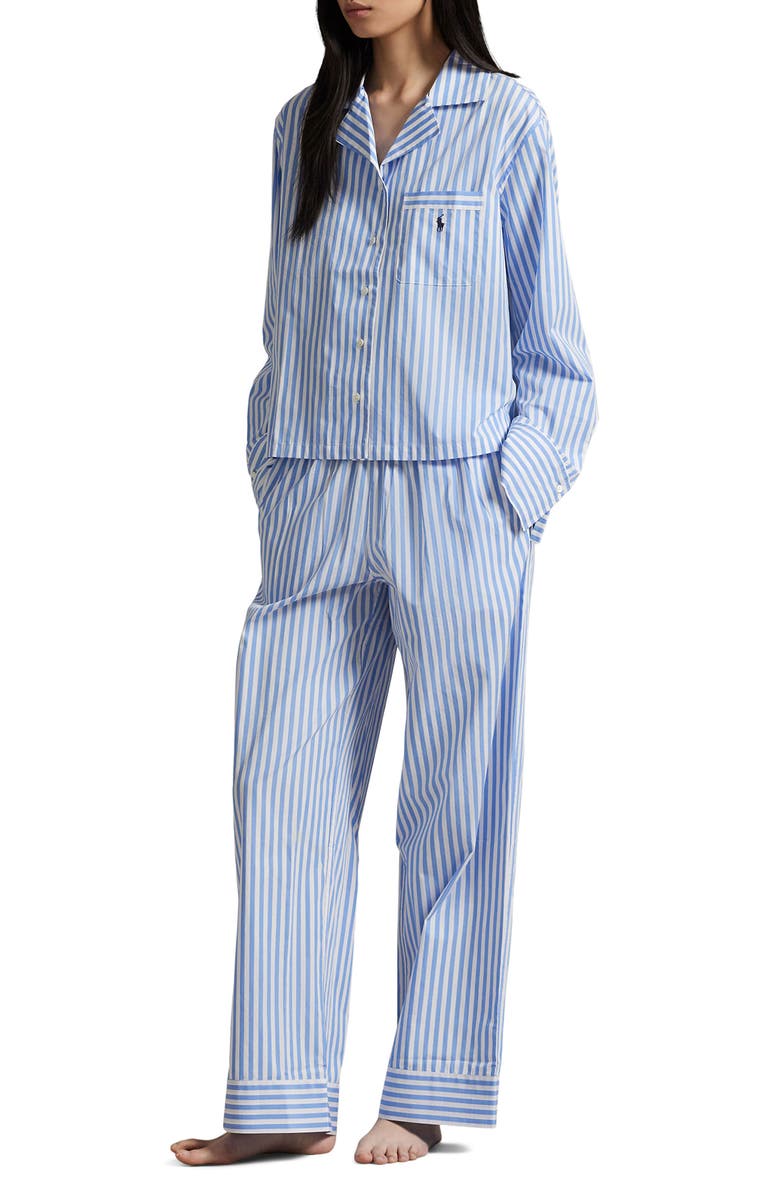 Polo Ralph Lauren Twilly Long Pajamas, Main, color, White Cloud Hydrangea