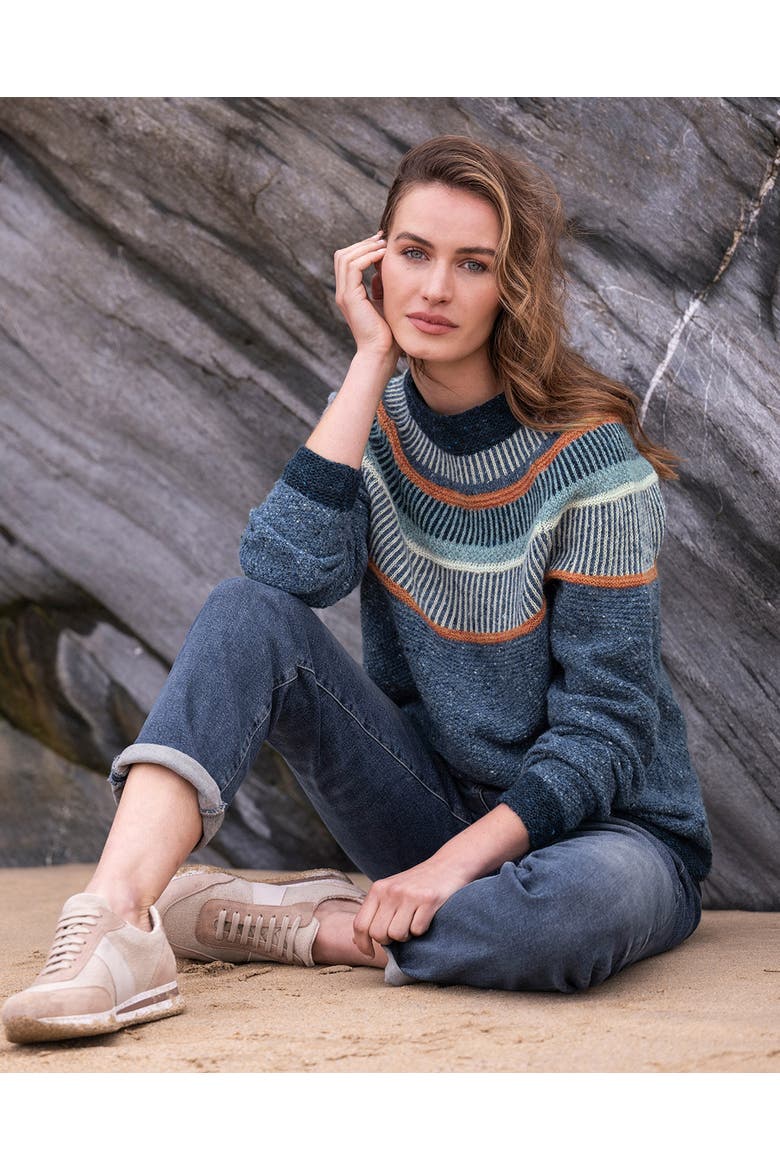 Statement Donegal Wool Sweater, Alternate, color, INDIGO