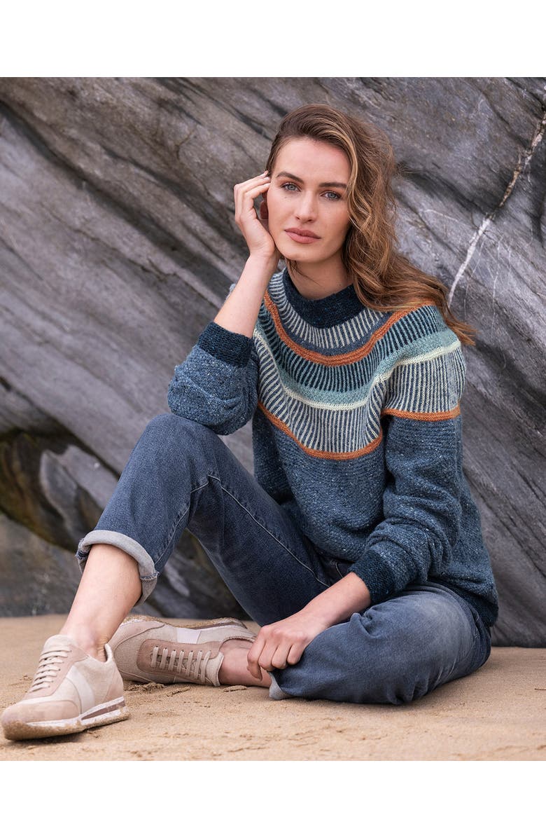 Celtic & Co. Statement Donegal Wool Sweater, Alternate, color, Indigo