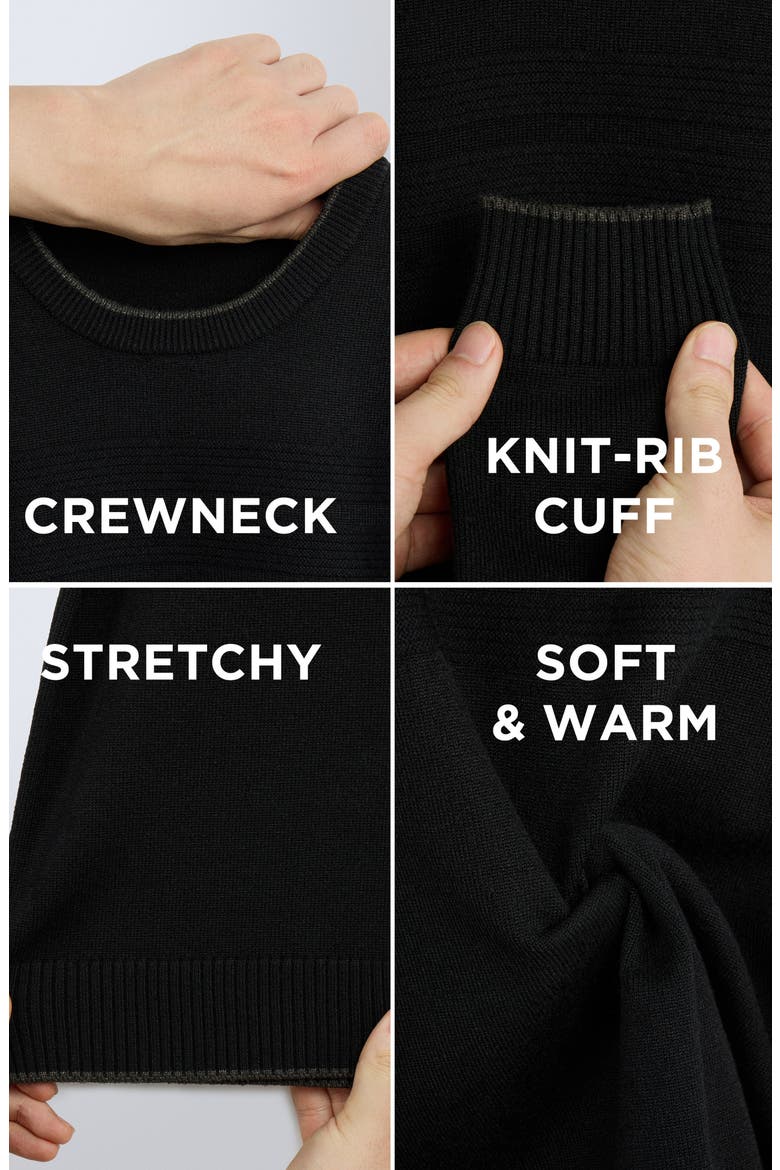Kids' Moto Ribbing Detail Crewneck Sweater, Alternate, color, BLACK