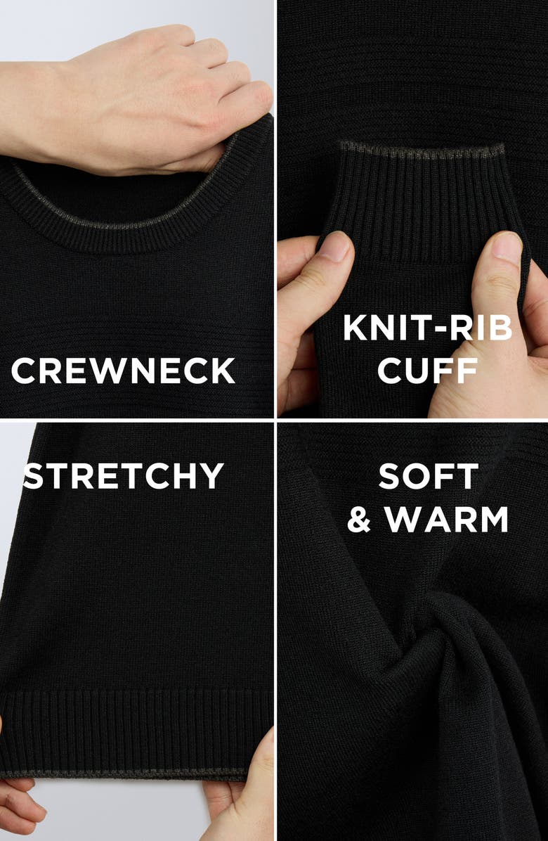 XRAY Kids' Moto Ribbing Detail Crewneck Sweater, Alternate, color, Black