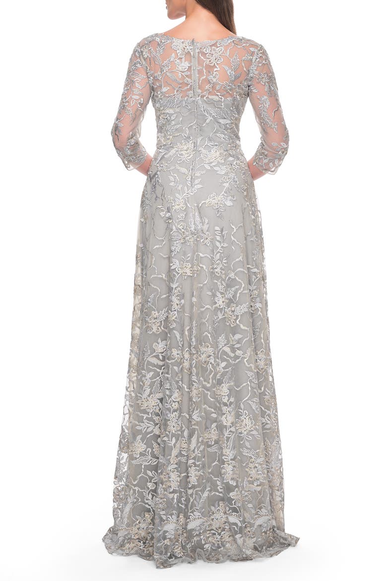 Beautiful Lace A-line Mother of the Bride Dress, Alternate, color, Silver