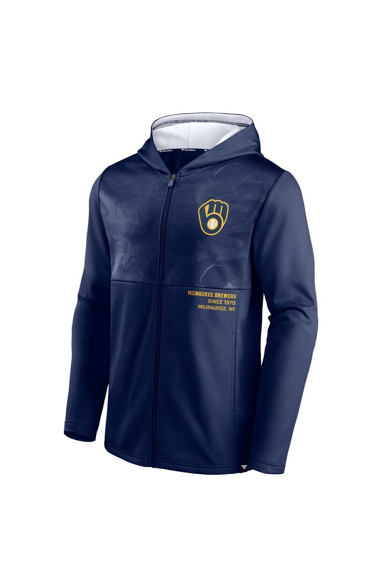 FANATICS Men's Fanatics Branded Navy Milwaukee Brewers Primary Logo Full-Zip Hoodie, Alternate, color,
