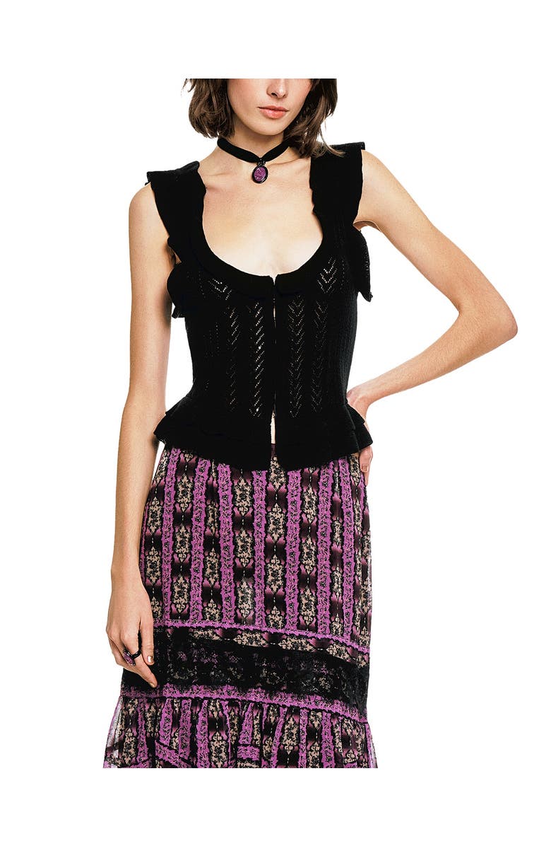 Anna Sui Victorian Pointelle Camisole, Alternate, color, Black