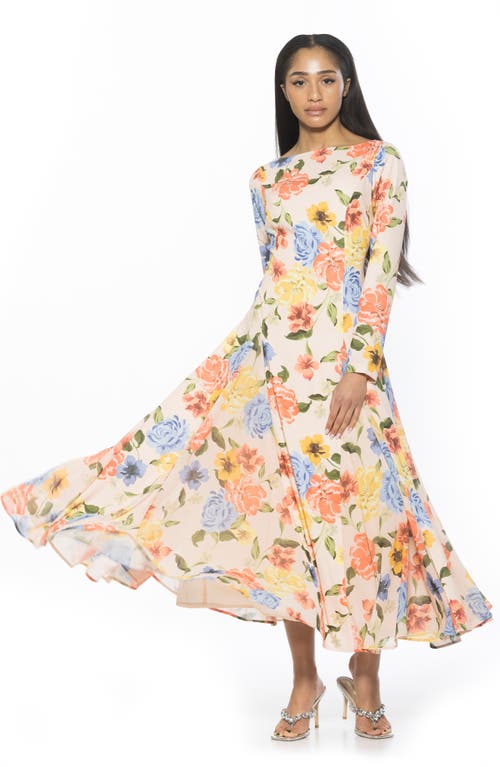 Alexia Admor Elodie Floral Long Sleeve Maxi Dress In Sand Floral