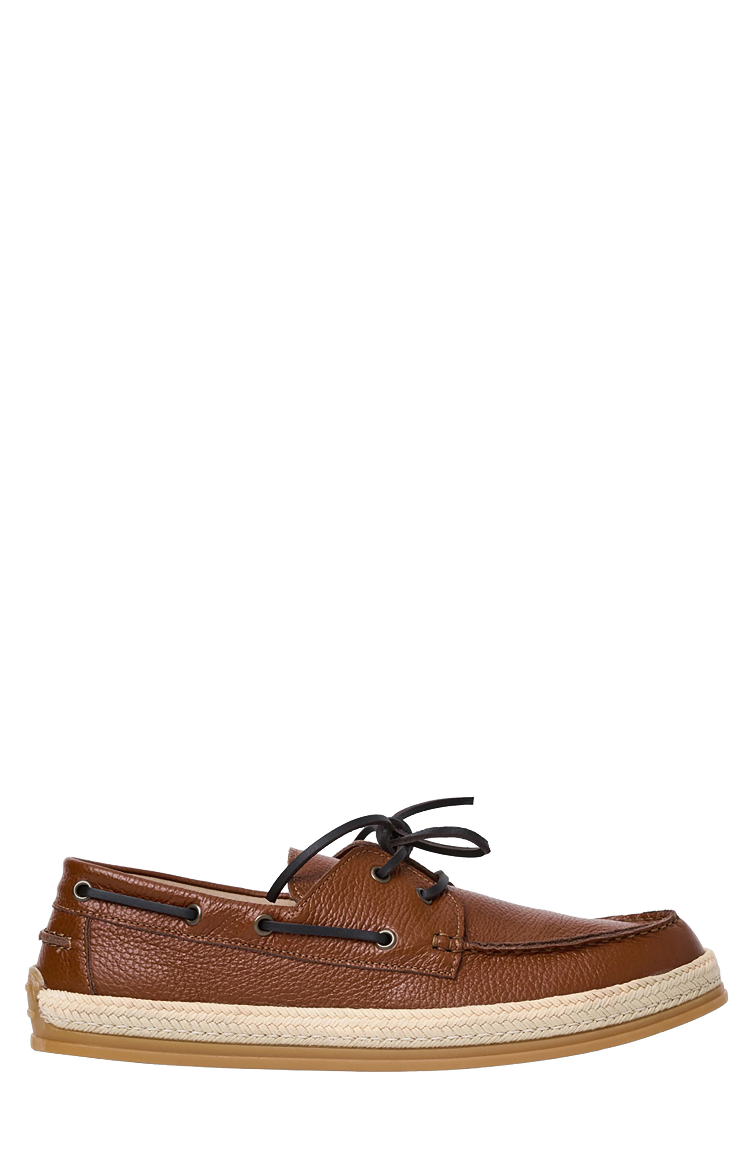 André Assous Allen Boat Shoe, Alternate, color, Cognac Pebbled Leather