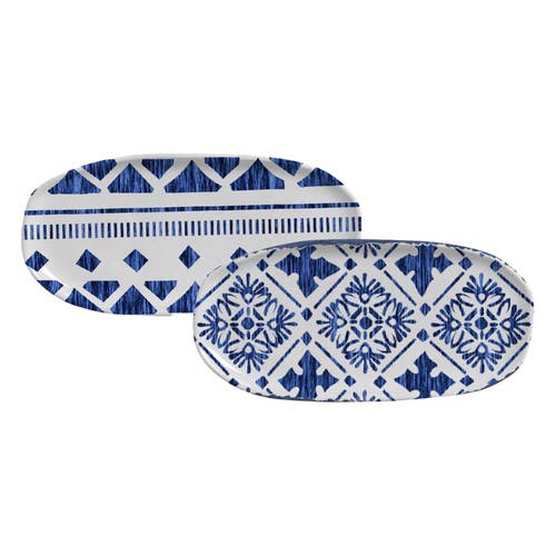 Porto Brasil Shallow Organic Oval Platter Small Set Of 4 In Blue