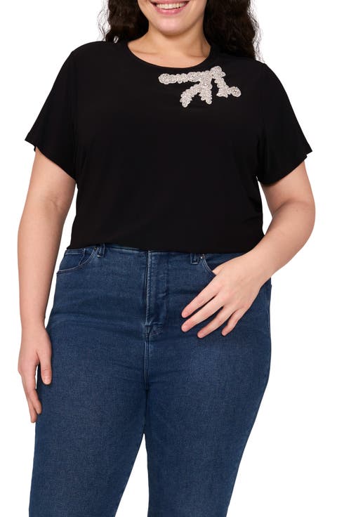 Rhinestone Embellished T-Shirt (Plus)