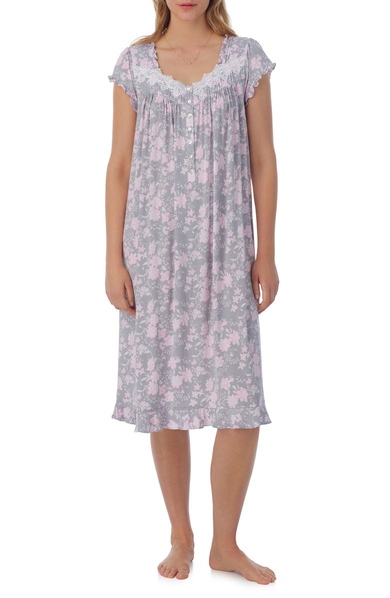 Eileen West Waltz Floral Cap Sleeve Nightgown, Main, color, 