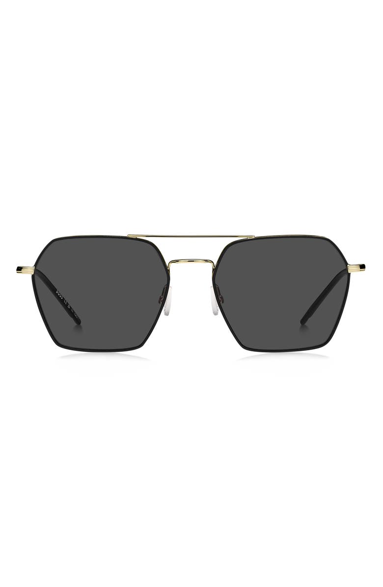 BOSS 54mm Square Aviator Sunglasses, Main, color, Gold Black