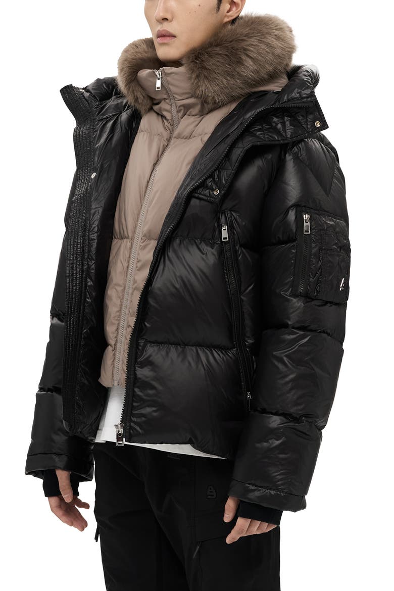 Kudu Detachable Double Hood Puffer, Alternate, color, Black