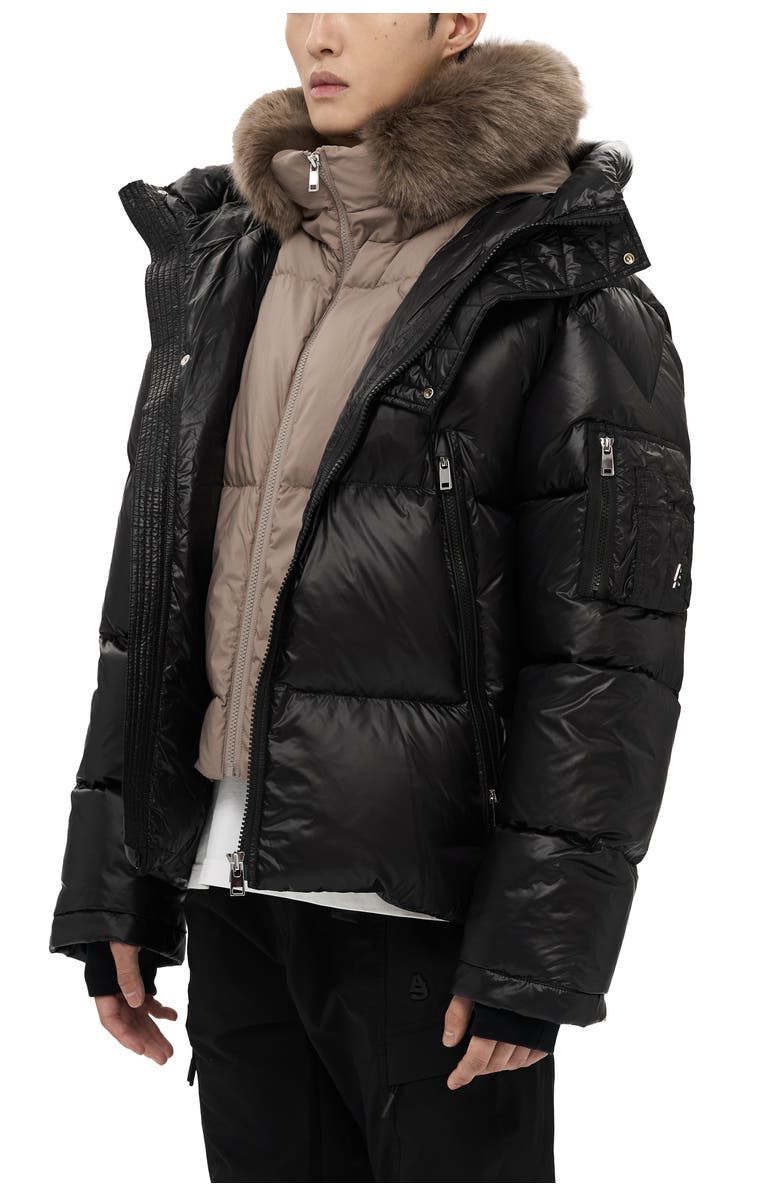 AlphaStyle Kudu Detachable Double Hood Puffer, Alternate, color, Black