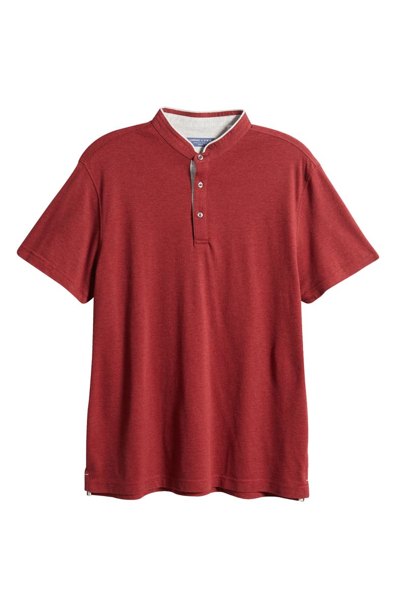 Lorenzo Uomo Trim Fit Band Collar Short Sleeve Polo, Alternate, color, Bordeaux