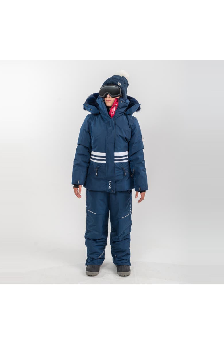 ÖSNO Karina Luxury Snowsuit Jacket and Snowpant, Alternate, color, With Navy Blue Fur