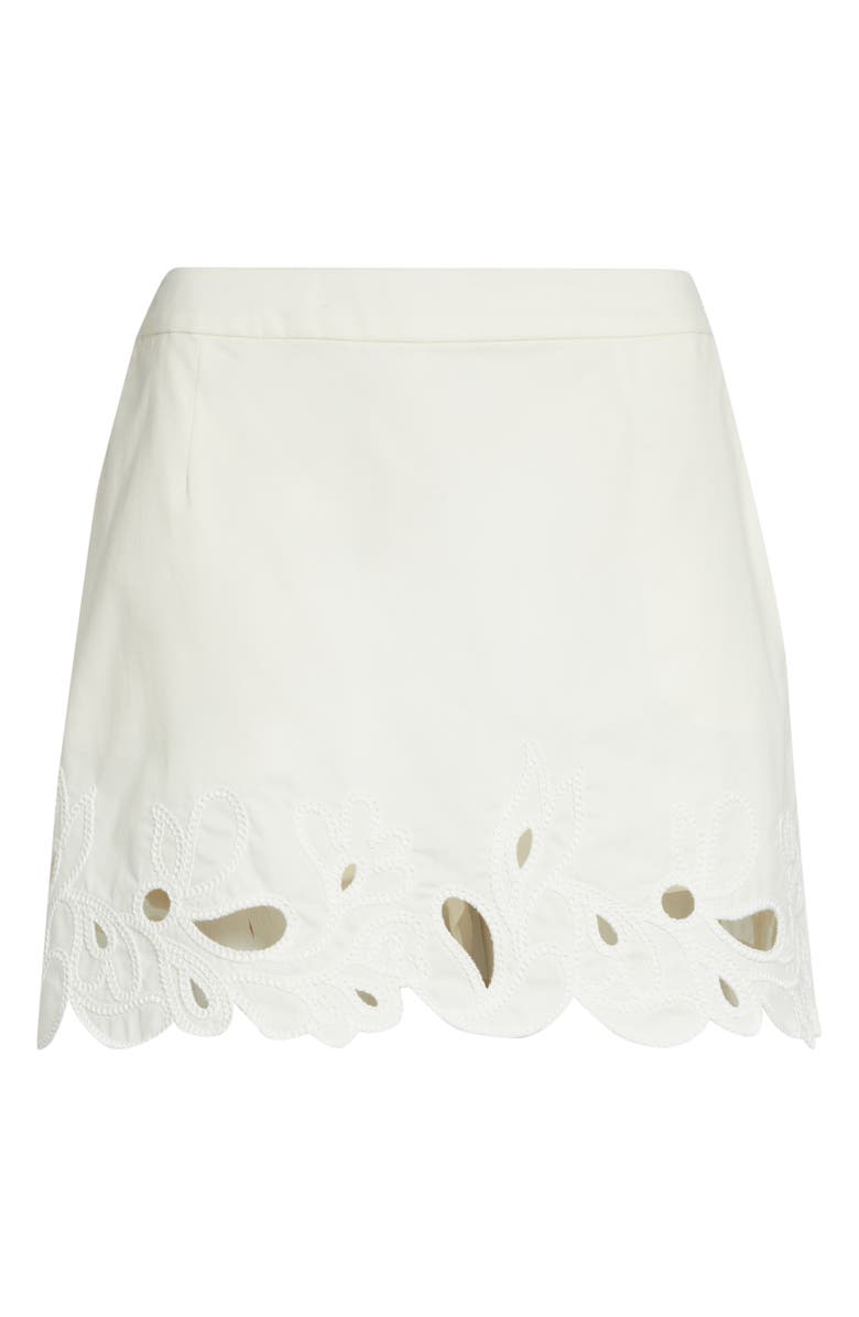 Cinq à Sept Paisley Bloom Embroidered Miniskirt, Alternate, color, Cream/White