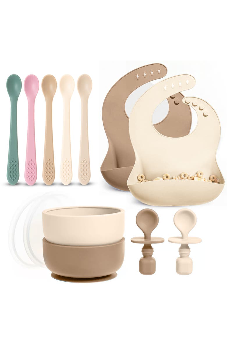 Sperric Silicone Baby Feeding Set 11-Piece, Main, color, Tan