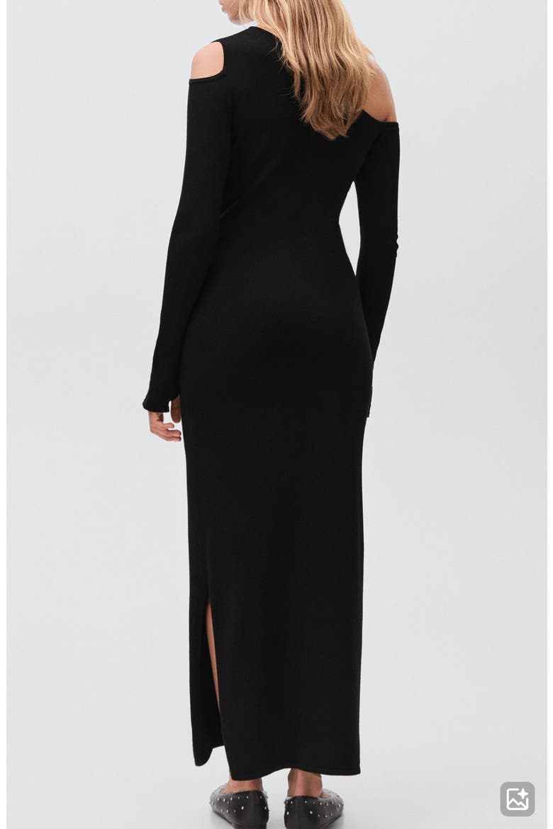 Asymmetric Cutout One-Shoulder Long Sleeve Dress, Alternate, color, BLACK