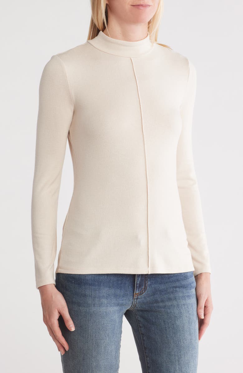 T Tahari Mock Neck Knit Jersey Top, Main, color,