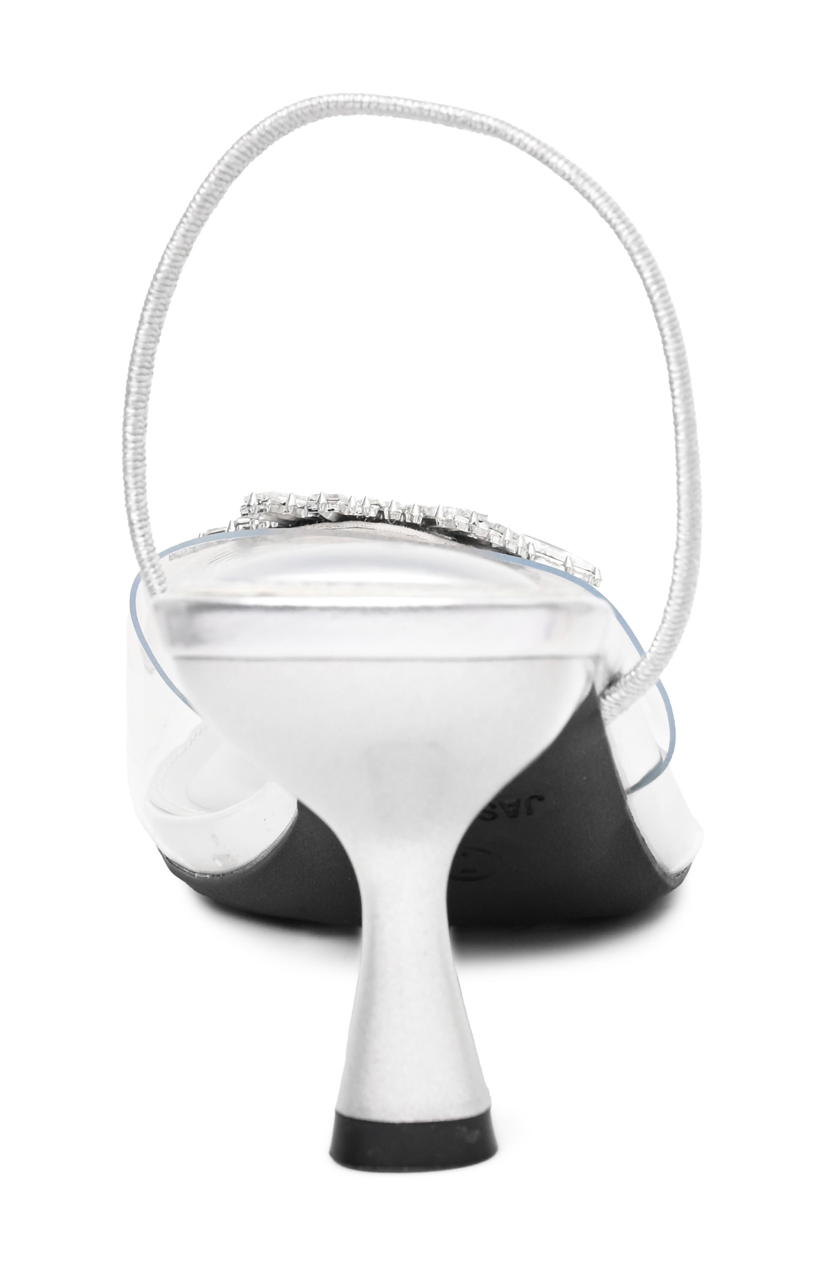 Jeweled Clear Mule, Alternate, color, SILVER/ CLEAR STONE
