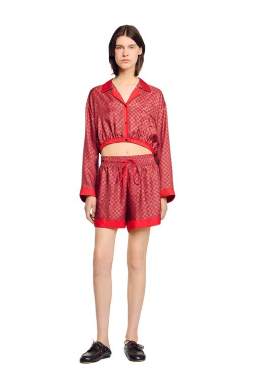 Sandro Geometric-print Shorts In Red
